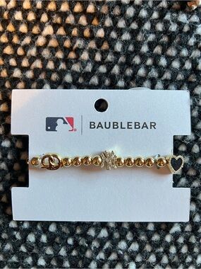 BaubleBar Gold Beaded Bracelet with Heart & MLB Motif
